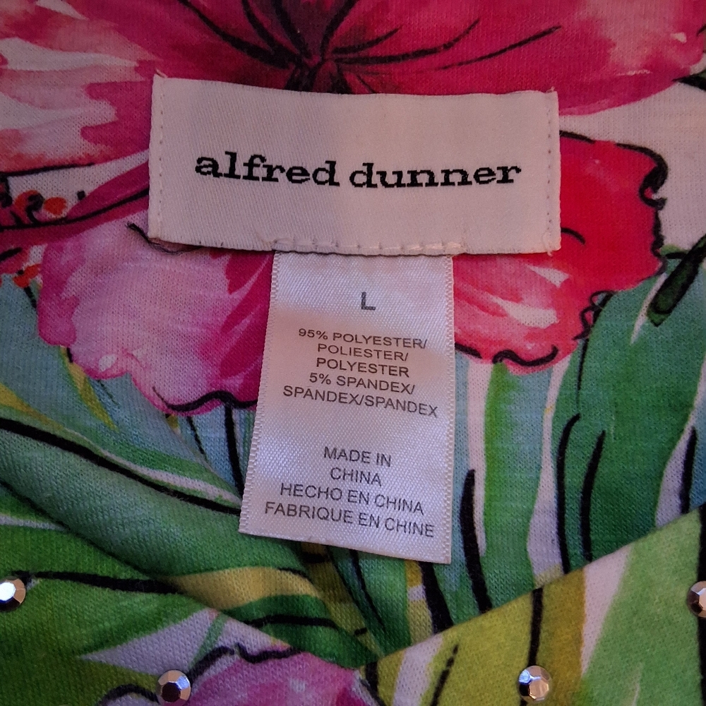 Alfred Dunner Tropical Floral Blouse - Pink, Orange, Green - Picture 5 of 7
